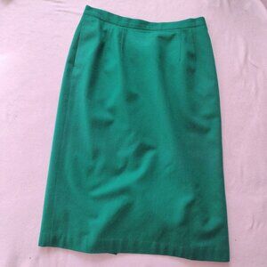 Vintage Green Wool Pencil Skirt M L Calf Length Slim Skirt